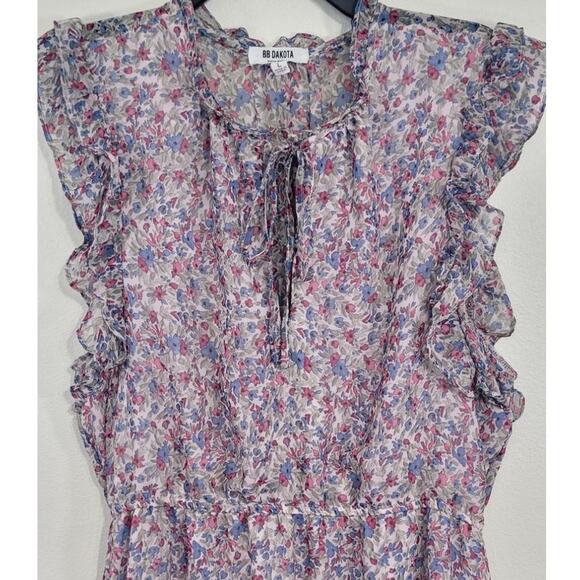 BB Dakota by Steve Madden Dress Womens Large Floral Chiffon Sleeveless Midi Boho - Picture 2 of 10